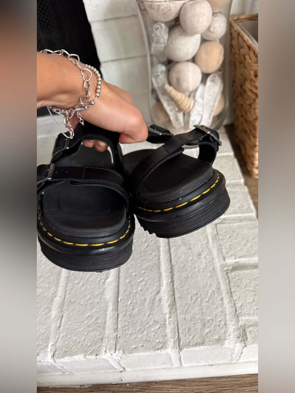 Dr. Martens Josef Hydro Leather Platform Sandals Black Double Buckle EU 38 US 6 - Picture 5 of 11